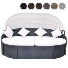 Rattan Sonneninsel mit Sonnendach Kissen Sitzgruppe Loungegruppe Gartenliege