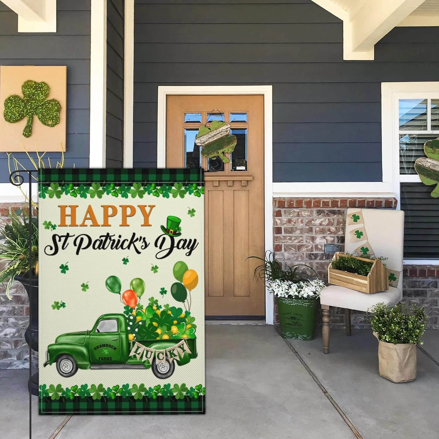 St Patricks Day Truck Garden Flag, Happy St Patrick'S Day
