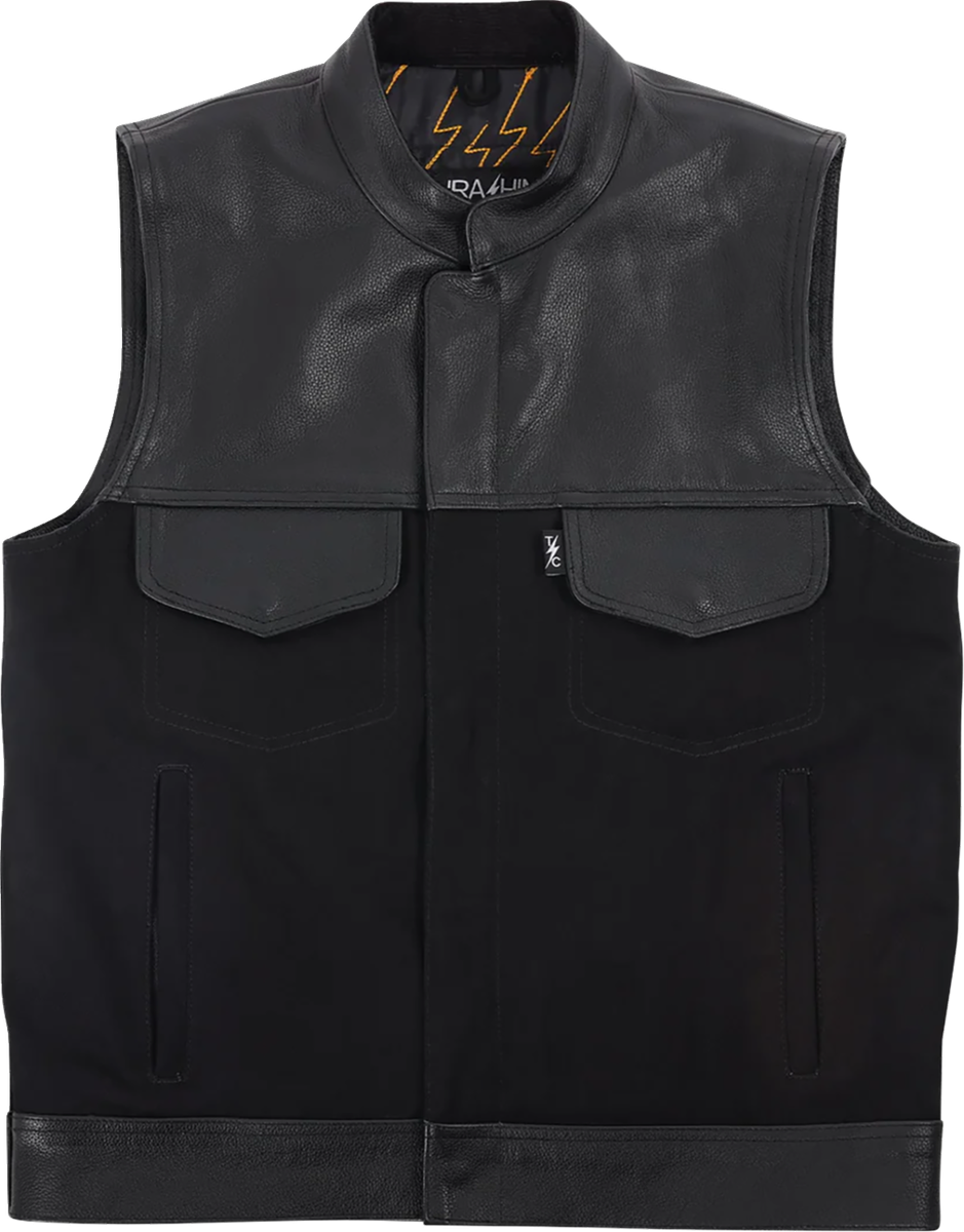 THRASHIN SUPPLY CO. - Kanan Leather/Denim Riding Vest - Black