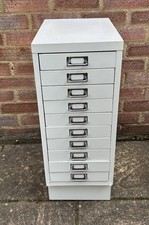 Metal Filing Cabinet 10 Drawer White Bisley Style Solid In Good Vintage Cond’