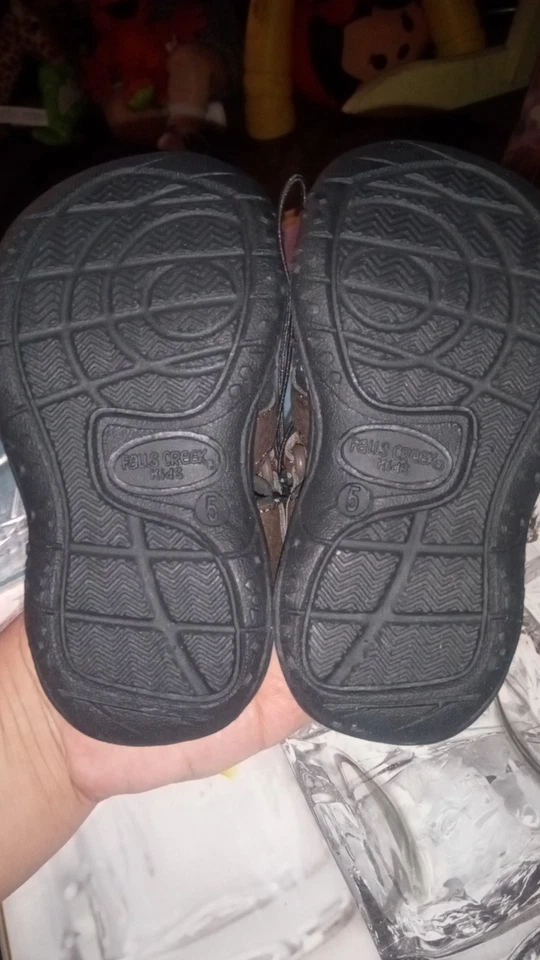 Falls Creek 男宝宝棕色小径凉鞋婴儿 5 码露趾橙色黑色 — 第 4/4 张图片