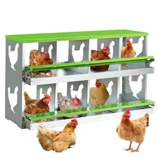 Chicken Nesting Box for Laying Eggs,Wall-Mountable Chicken Coop (GREEN,8 HLOES)