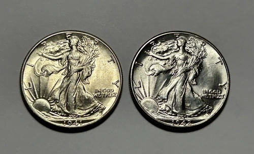 1941 BU AND 1942 BU WALKING LIBERTY HALF DOLLAR LOT