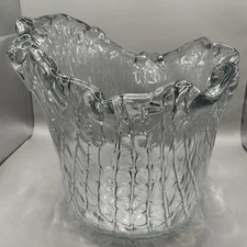 Vintage BLENKO Don Shepherd MCM ABSTRACT Clear Folded Glass ICE BUCKET Reptile