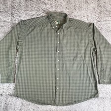 VTG Johnny Cotton Shirt Mens XL Green Plaid Long Sleeve Button-Up USA Made