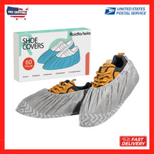 X-Large 60 Pack Shoe Covers Disposable Non-Slip Black Non-Woven Fabric Boot