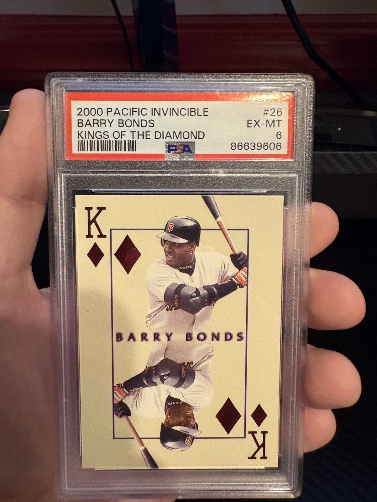 2000 Pacific Invincible Kings Of The Diamonds Barry Bonds PSA 6 view 1