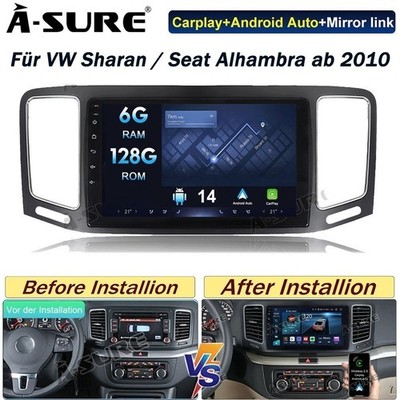 6+128GB Android 14 Autoradio Carplay Für VW Sharan 7N Seat Alhambra II 2010-2021