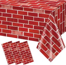 3 Pack 108x54 inch Red Brick Tablecloth,Brick Wrapping Wallpaper Backdrop Dispos