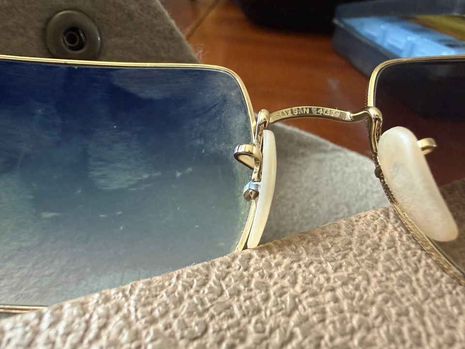 Ray-Ban 54019 Rectangle Sunglasses Gold Metal Frame Brown Tinted - Image 2 of 4