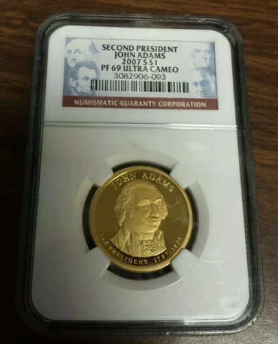 2007 S Proof Presidential Dollar - NGC PF69 Ultra Cameo - John Adams