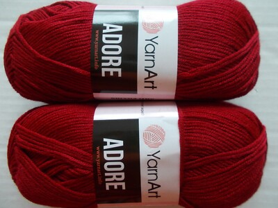 Yarn Art Adore anti-pilling yarn, Wine (deep red), lot of 2, (306 yds each)