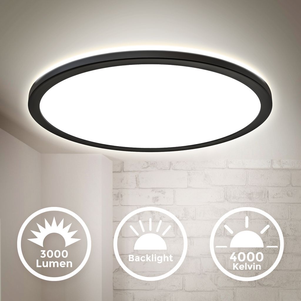 Luminaire plafond LED 22W ultra fin avec effet de lumière indirecte anti-éblouissement