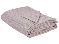 Tagesdecke Baumwolle Pastell Rosa 150X200 Cm Strukturiert Waffelmuster Chagyl
