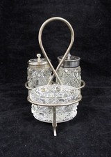 Small Vintage EPNS & Glass Salt & Pepper Cruet Set