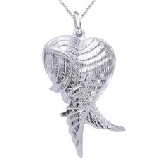Angel Wing Love Heart Locket Pendant Necklace 14k White Gold Plated Sterling 18"
