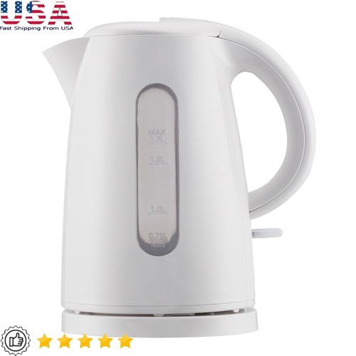 Electric Kettle 1.7L Cordless Rapid Boil Auto Shut Off Removable Filter White