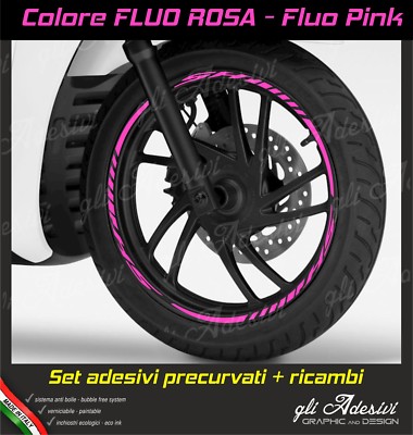 Kit Strisce Adesivi Cerchio Moto Ruote Scooter SH 125 150 300 ROSA