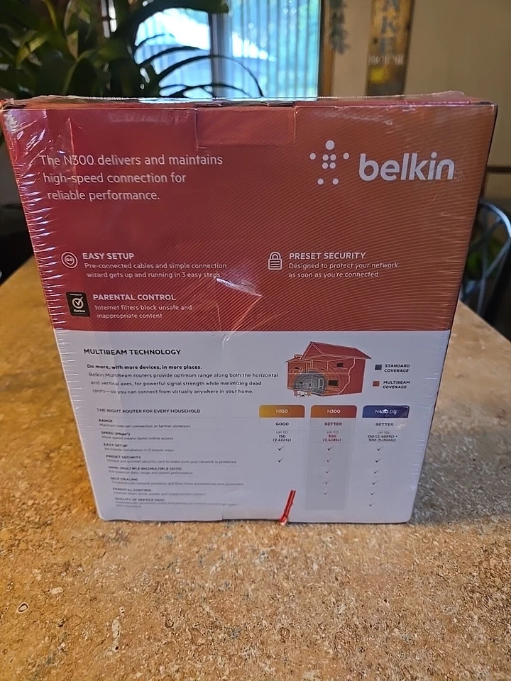 Belkin N300 300 Mbps 4-Port 10/100 Wireless N Router (F9K1002) New And Sealed! - Image 2 of 4