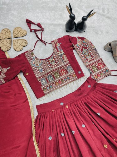 Readymade Kids Girls Lehenga Choli Party Eid Indian Girls Ethnic Stitch Lehengas - Picture 6 of 6