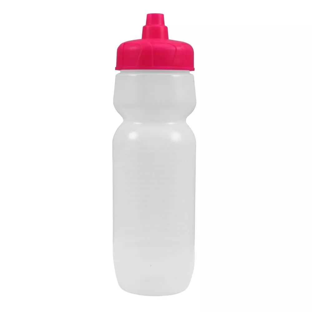 100 Bulk Pack 24 Ounce Water Bottles - Frosted Bottle With Pink Lids USA  Made