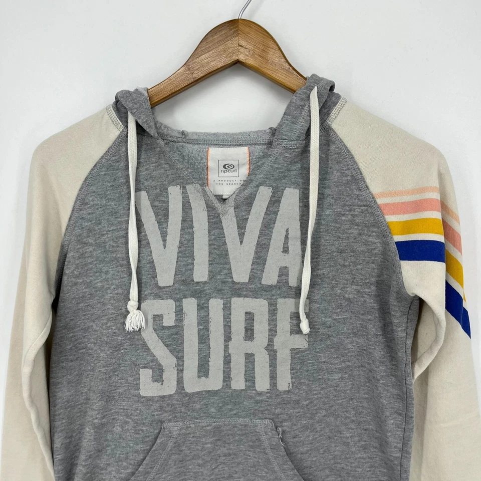 Sudadera con Capucha Rip Curl Para Mujer Talla XS Gris Viva Surf Playa Y2K Pullover Foto 2 de 4