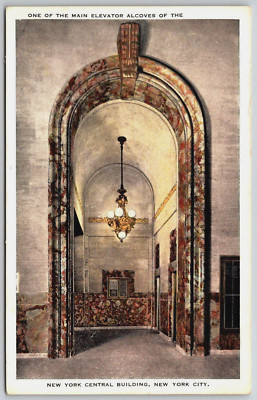 Antique Postcard - Elevator Alcoves of The New York Central Building - NYC - NY