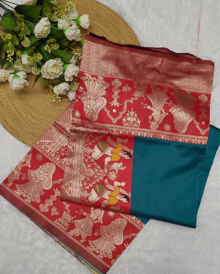 Designer reine Seide schöne Sari Bluse indisch Bollywood pakistanisch Damen Sari - Bild 4 von 4