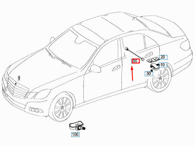 MB E W212 Tire Presure Monitoring Control Wiring Harness A2125407813