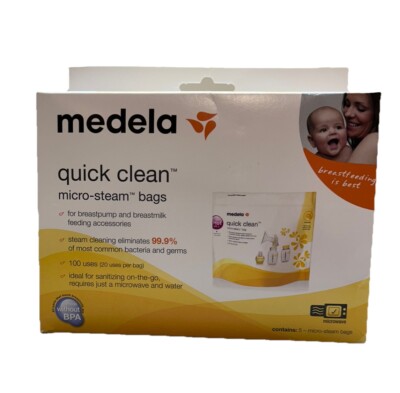 Medela Breast Feed Quick Clean Micro-steam Bags 10 Count 200 Uses - 2 Pack NEW