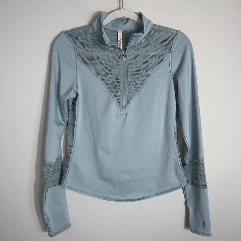 free-people-movement 1/2 zip fitted cropped mesh jacket