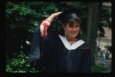 Brooke Shields wears a mortarboard and gown on her graduation day - Old Photo