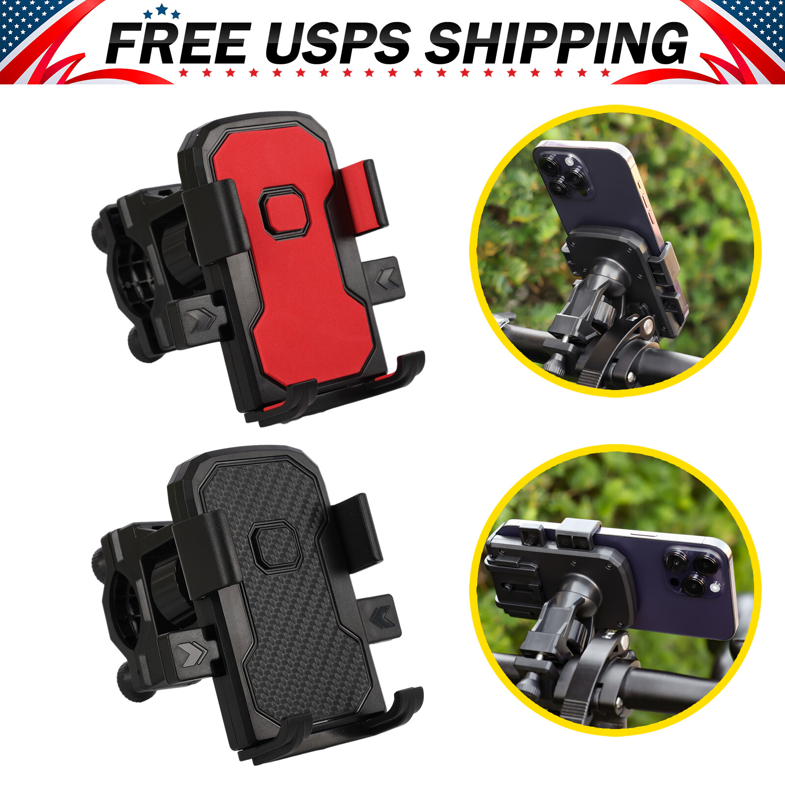 Bike Phone Holder 360° Rotatable Motorcycle Handlebar Cell Phone Mount