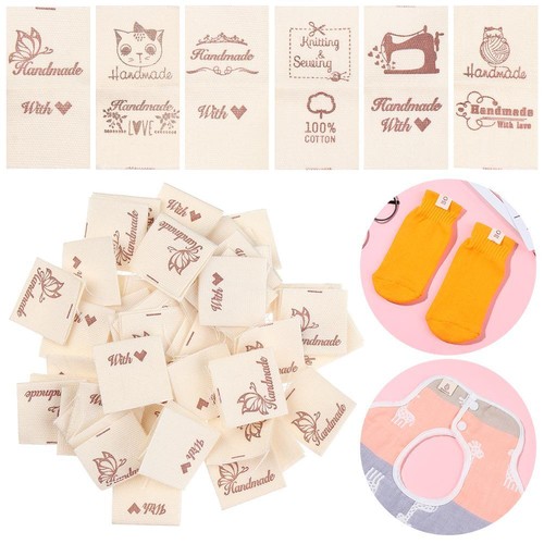 Étiquettes Vêtements Chat Accessoires Couture Tissu Vêtement Étiquettes Fait soldes Main Avec Amour
