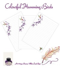 Colourful Humming Birds Letter writing paper - A5 100gsm 10 or 20 pages