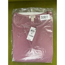 Style Co V Neck Waffle Knit Long Sleeve Tee 3XL Smoked Rose NIP 