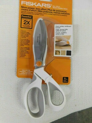 Fiskars Crafts PowerCut Softgrip Shears, 8, White/Gray NIP