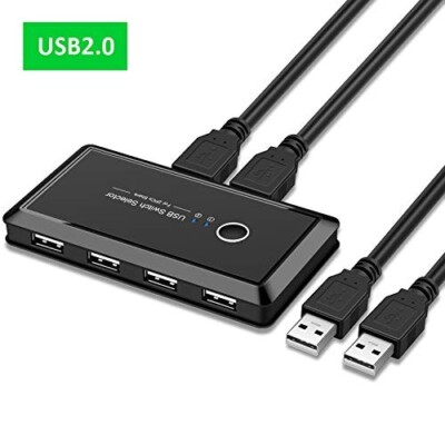 USB Switcher Selector 2 Computers Sharing 4 USB Devices KVM Switch Hub Adapter