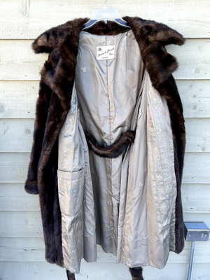 Vintage Bruno & Joseph Mid Length Mink Fur Coat Belted X-Large | eBay 