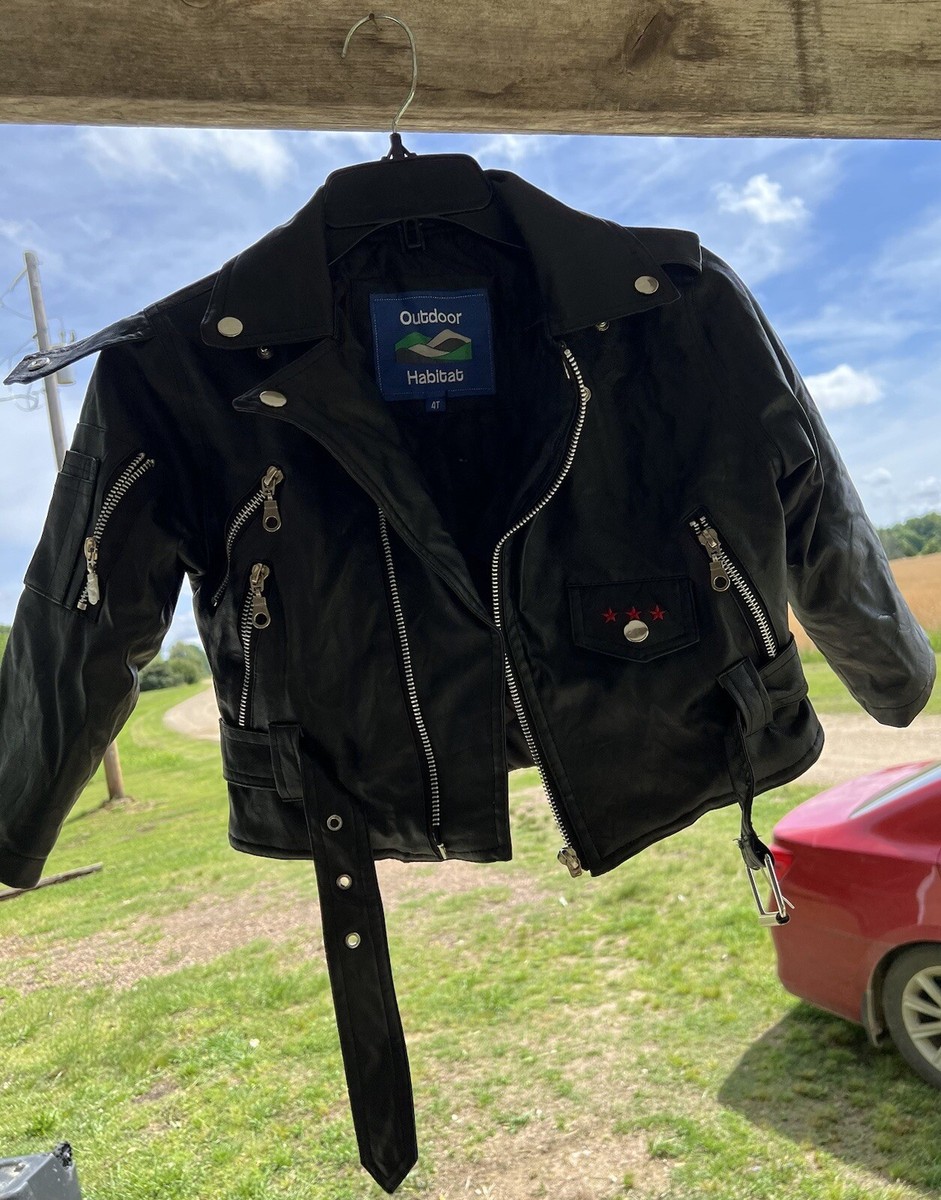 ジャケット・アウター ibat OUTDOOR HABITAT Kids USA Flag Eagle Patch Faux Leather Biker
