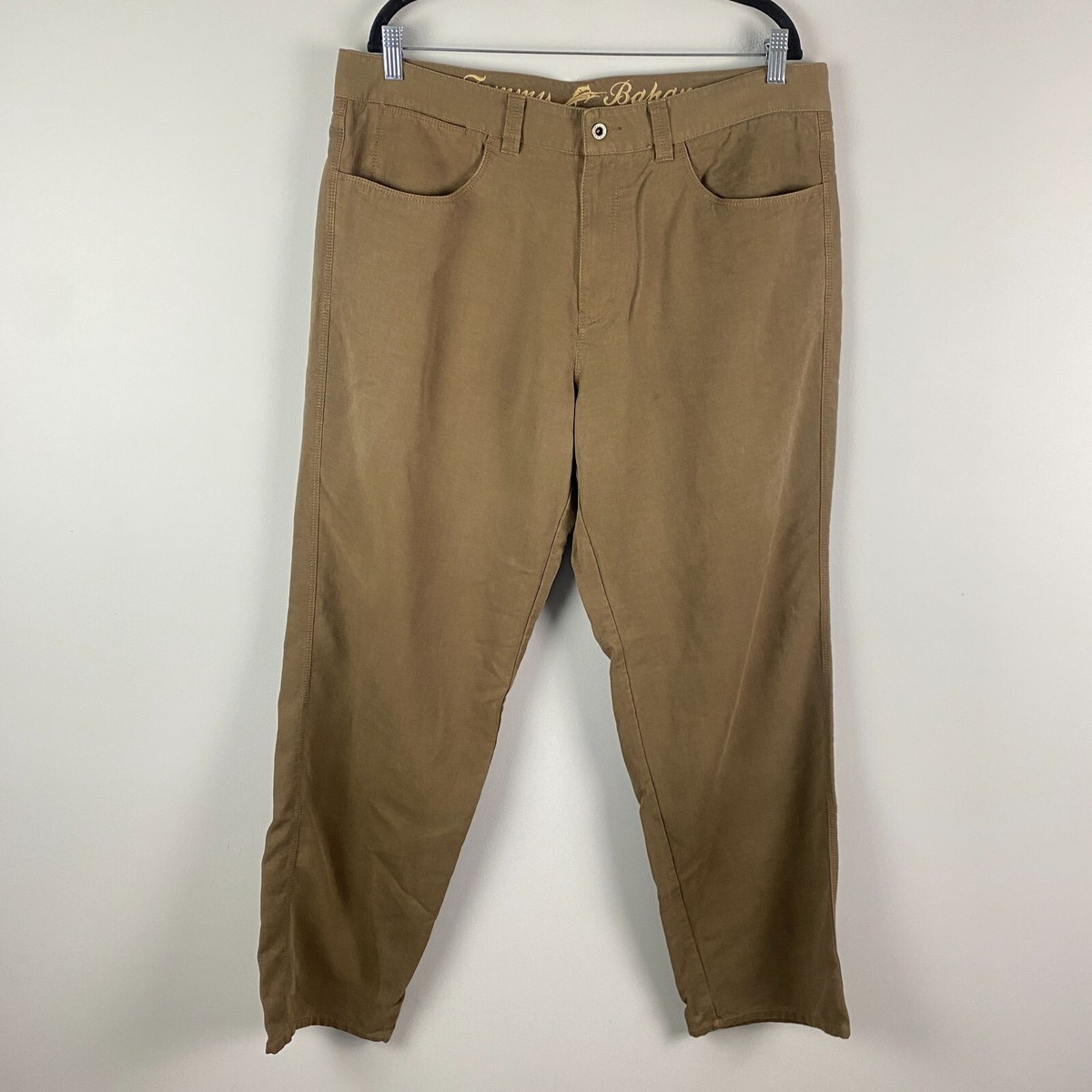 Tommy Bahama Pants Mens 38 Brown Tencel Cotton Straight Leg Flat Front