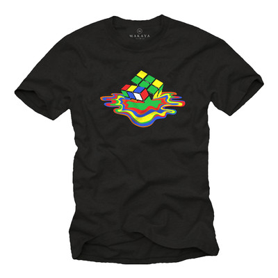 Melting Cube Nerd Tee Shirt Funny Gift for Him Gamer T-Shirt Black S-XXXXXL