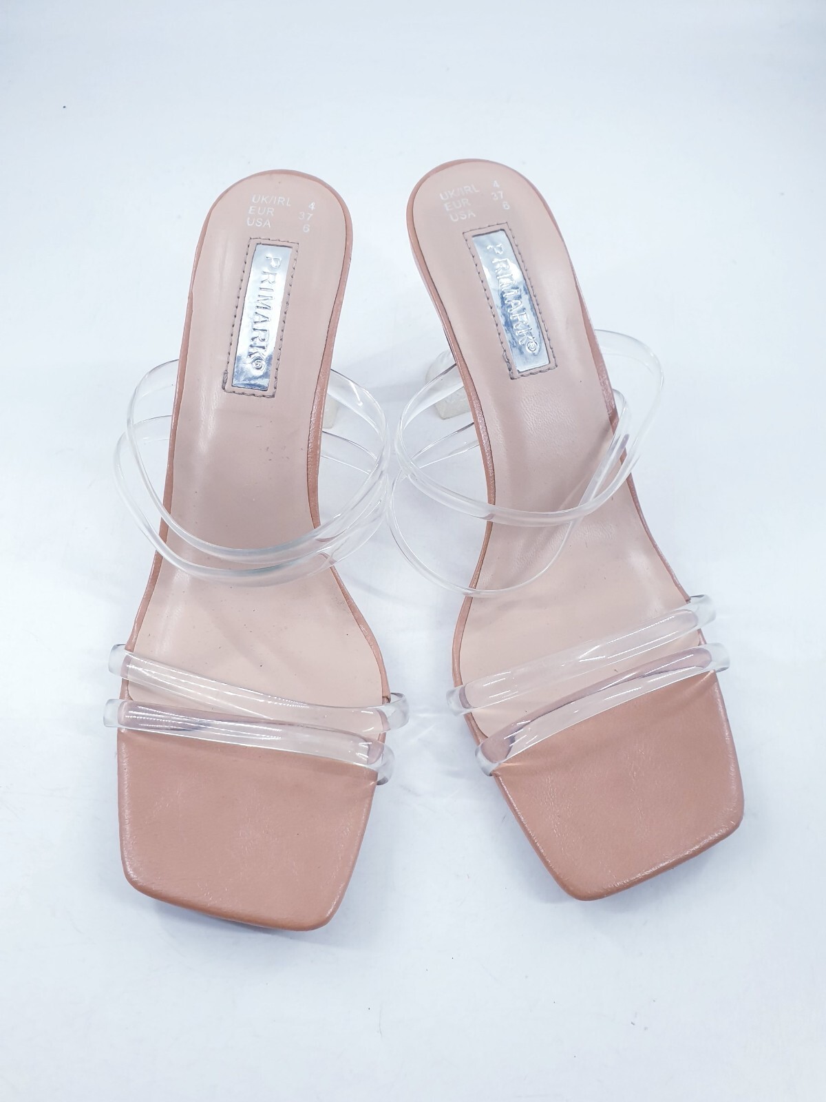 Primark size 4 (37) clear plastic strap slip on stiletto heel party