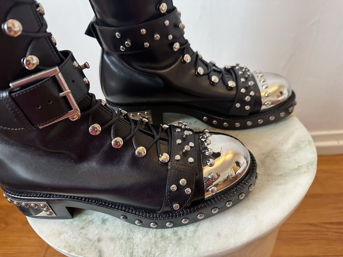 Alexander McQueen hobnail studded combat knee boots | eBay Alexander McQueen hobnail studded combat knee boots | eBay