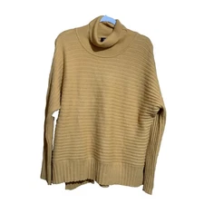 Jones New York Sweater XL Yellow Ribbed Cowl Neck Pullover Jumper Sweatshirt NWT