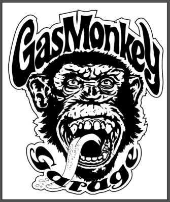 Oldschool Hot Rod Sticker ''Gas Monkey'' Garage Muscle Car Grösse ca 200 X 150 mm 