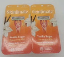 SET OF 2 SKINTIMATE VANILLA SUGAR DISPOSABLE PEACH 4CT RAZORS NEW