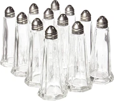 12 Pack of Tower Spice Shakers - 1 Oz Refillable Glass Dispenser & Stainless Ste