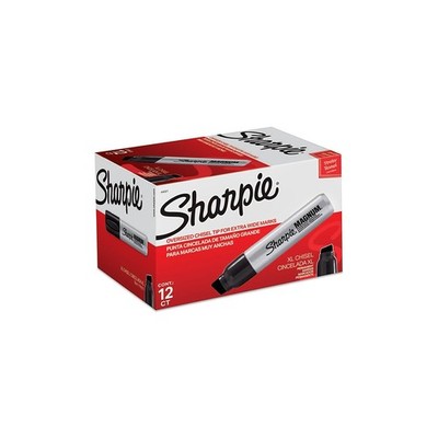 Sharpie Magnum Permanent Markers, Oversized 1 Count (Pack of 12), Black