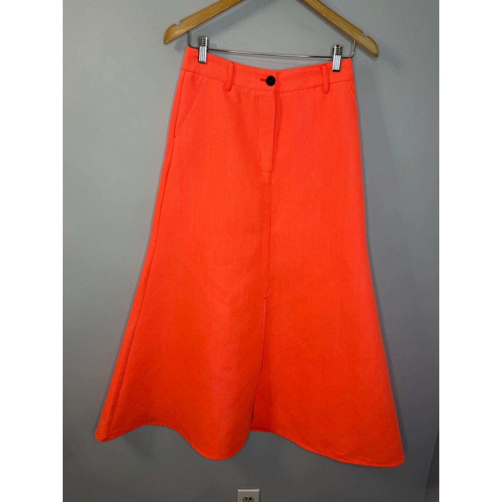 Addicted to Essentiel Antwerp Jupe Diner Coral Red Wide A-line Maxi Skirt Sz 8
